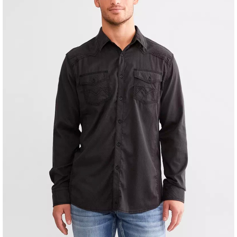 NWT Buckle Athletic Fit Mens 5XL Black Button Up Shirt Western Business Workwear